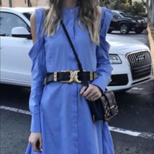 BCBG Cold Shoulder Button Down Dress